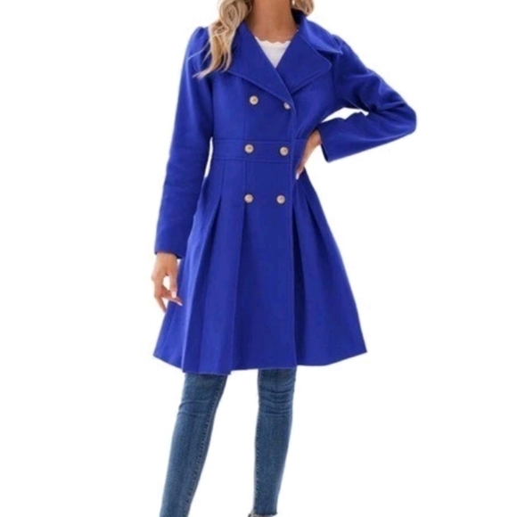 GRACE KARIN Double Breasted Thick A Line Pea Coats Jacket with Pockets NWT - Picture 2 of 7